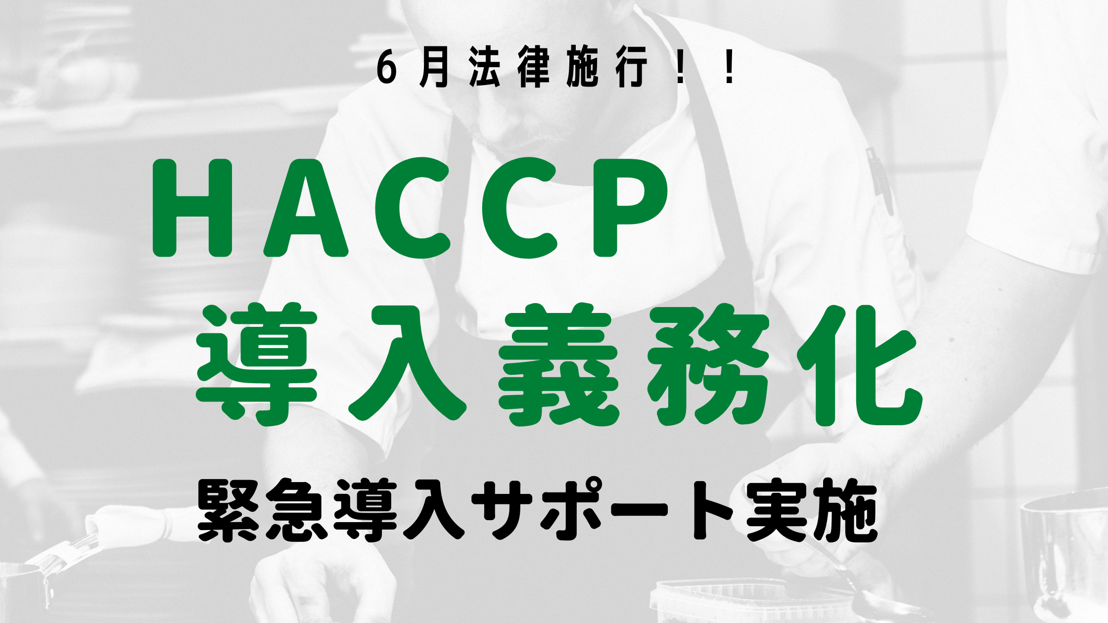 HACCP(ハサップ ／国際衛生基準）導入義務化決定　無料対策サポート実施中